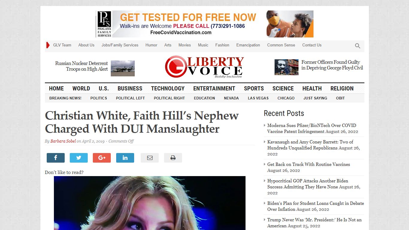Christian White, Faith Hill’s Nephew Charged With DUI Manslaughter