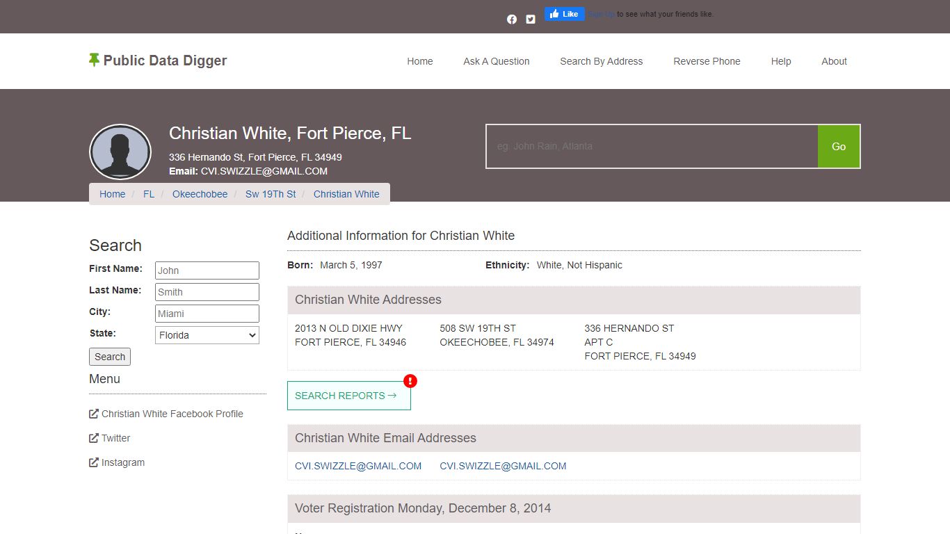 Christian Z White - FORT PIERCE, FL - PublicDataDigger.com